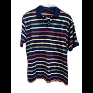 Alan Flusser Golf Mens Striped 2 Button Polo Shirt Size Large